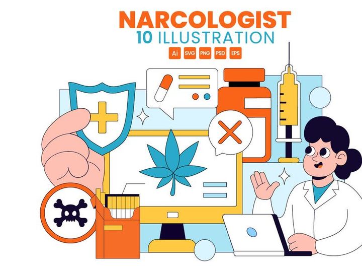 10 Narcologist Vector Illustration