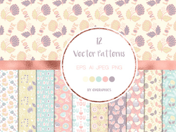 12 Happy Valentine's Day Vector Patterns and Seamless Tiles preview picture