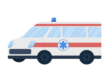 Ambulance car semi flat color vector object preview picture