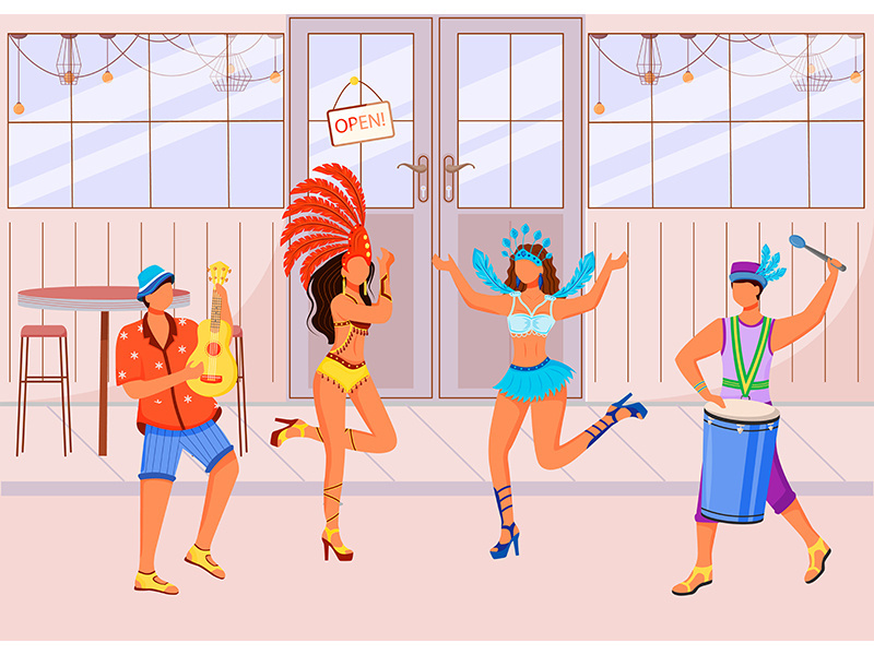Brazilian carnival flat color vector illustration