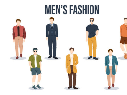 15 Fashion Men Trendy Outfits Illustration