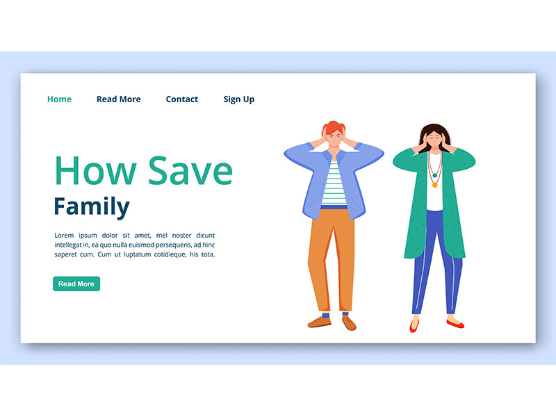 How save family landing page vector template set