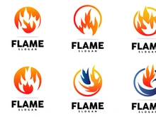 Red Flame Logo, Burning Heat Fire Vector