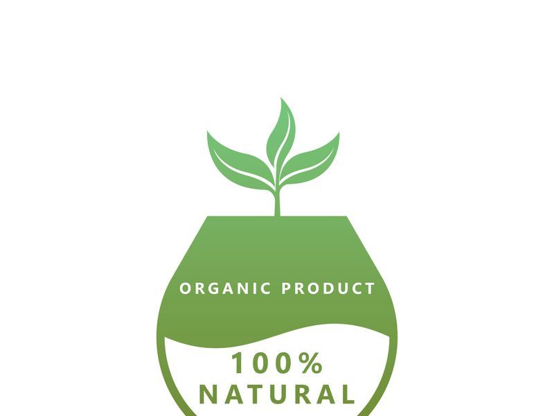 100% Natural and organic product badge vector green icon