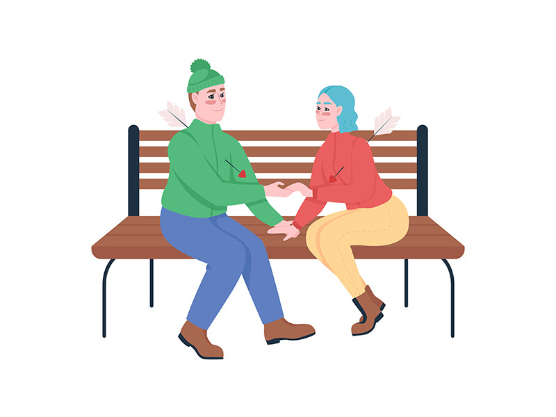 Boy and girl fall in love flat color vector detailed characters