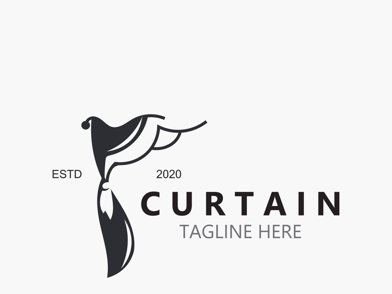Curtain logo decoration style minimalist elegant vector design illustration