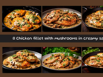 Chicken fillet with mushrooms in creamy sauce preview picture
