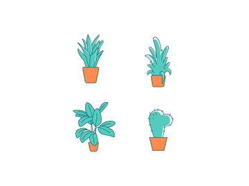 Potted indoor plants flat color vector object set preview picture