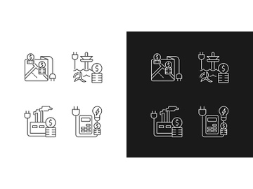 Electrical energy purchase expense linear icons set for dark and light mode preview picture