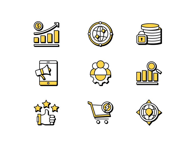 Business Set Icon Pack. Vector Design.