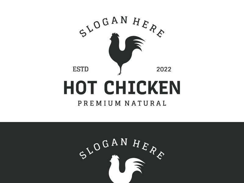 Retro vintage hot chicken logo.