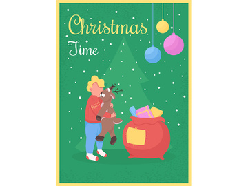 Christmas time greeting card flat vector template preview picture