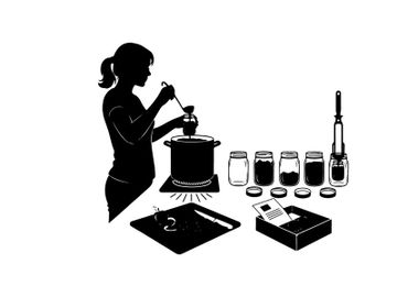 Silhouette of woman preparing wine in a cellar with equipment preview picture