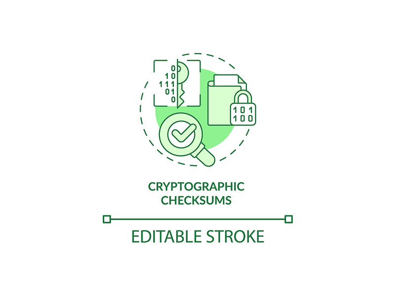 Cryptographic checksums green concept icon