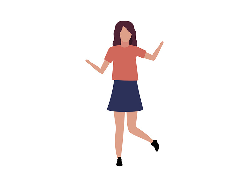 Girl dancing at club semi flat color vector character