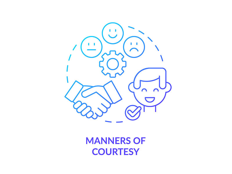 Manners of courtesy blue gradient concept icon
