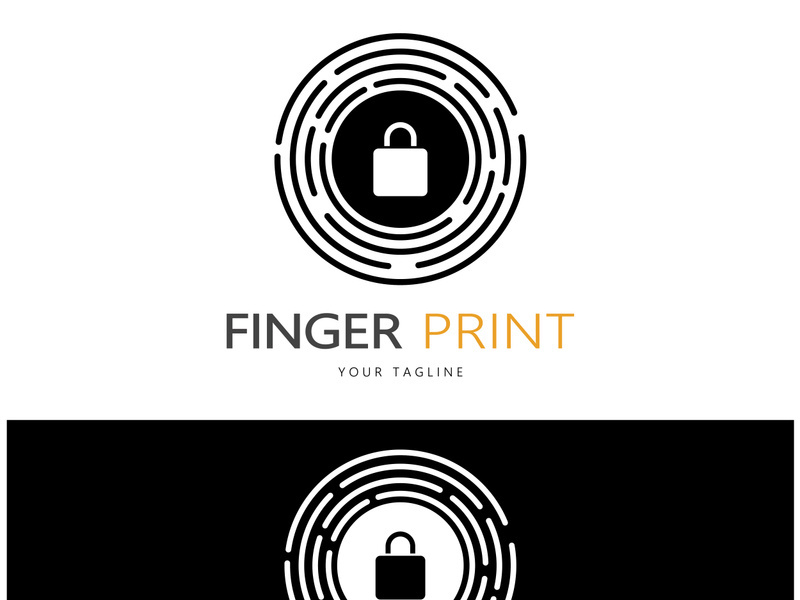 simple flat fingerprint logo,for security,identification,badge,emblem,business card,digital,vector