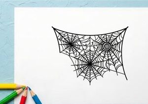 Intricate spider web with dew drops and spiral pattern for Halloween decor
