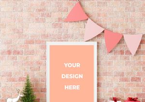 Interior Christmas concept in a frame mockup