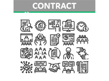 Contract Collection Elements Icons Set Vector