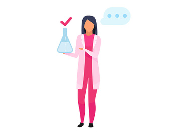 Woman with lab flask flat vector illustration preview picture