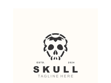 Skull skeleton logo vintage template idea on white background preview picture