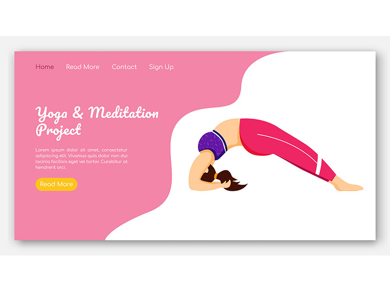 Yoga and meditation project landing page vector template