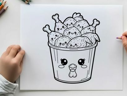 Cute chicks in bucket happy farm animals vector illustration