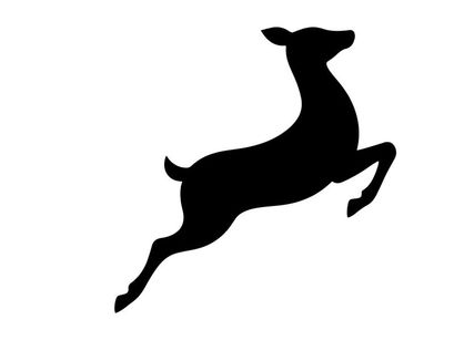Silhouette of a jumping dog in motion on white background