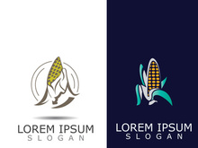 Corn simple logo design agriculture farming vector template