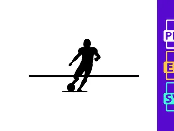 Silhouette of a soccer player kicking a ball in motion preview picture