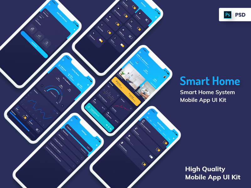 Smart Home Mobile App Dark Version