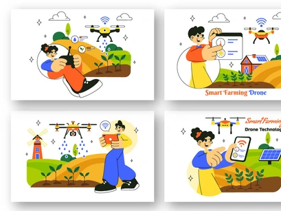 10 Smart Drone Farming Technology Illustration