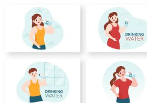 10 People Drinking Water Illustration