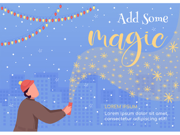 Add some magic poster flat vector template preview picture