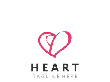 Heart logo design template, luxury ribbon Valentines day and love stripe logotype preview picture