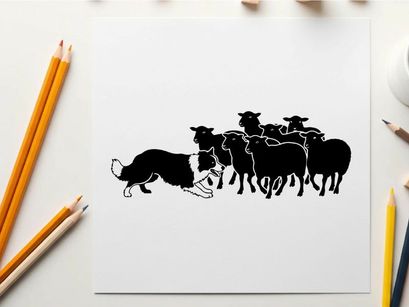 Silhouette of a bull charging at a group of cattle