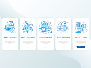 Stages of coming out blue onboarding mobile app screen preview picture