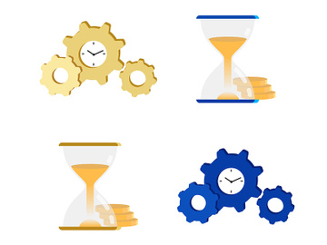 Time management flat color vector objects set preview picture