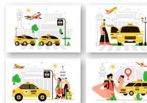 9 Airport Taxi Service Illustration