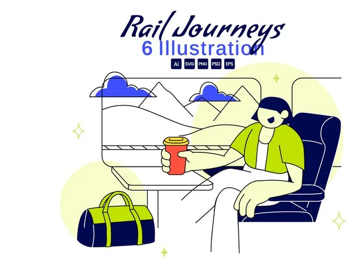 6 Rail Journeys Vector Illustration