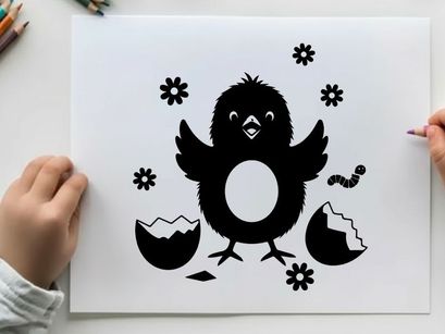 A silhouette of a chick hatching from an egg silhouette