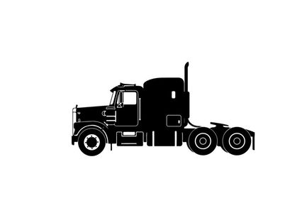 Silhouette of a semi truck with a large cab and trailer