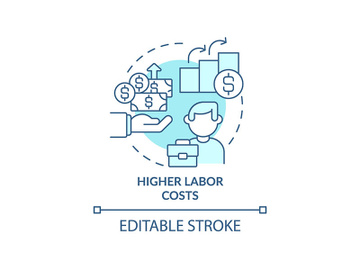 Higher labor costs turquoise concept icon preview picture