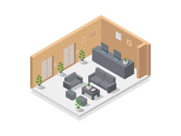 Hotel reception isometric preview picture