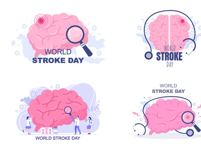 14 World Stroke and Hypertension Day Vector illustration