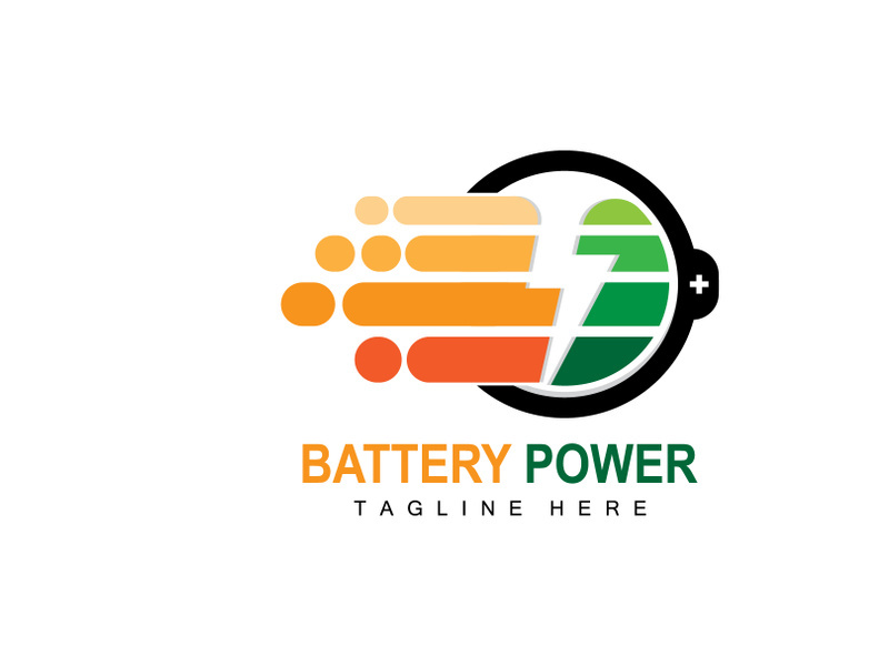 Battery Logo Design, Technology Charging Illustration, Company Brand Vector