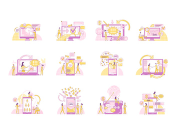 Digital marketing thin line concept vector illustrations set preview picture
