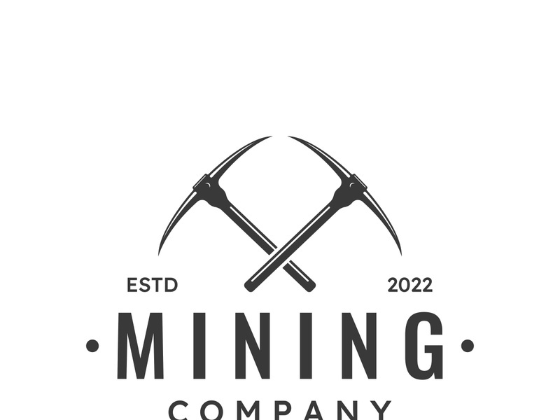 Pickaxe vintage design in retro style,concept for business,label,industrial or mining tool.