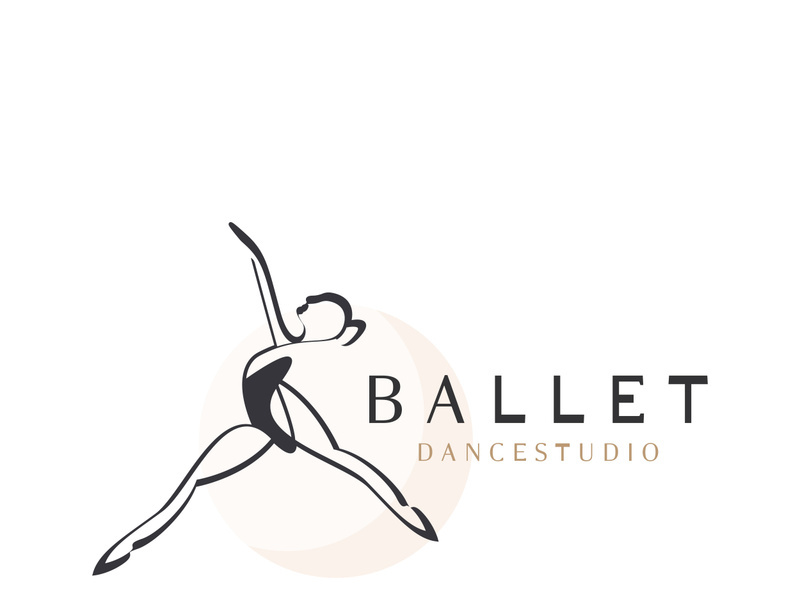 Ballet Dance studio logo design. Silhouette of a girl Dancing class abstract figure illustration